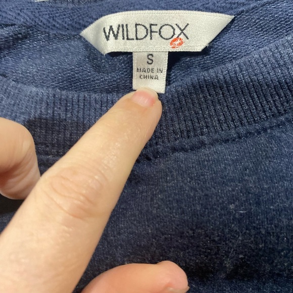 Wildfox Navy Heather Blue Soft Oversized Good Vibes Sweatshirt Graphic Small - Picture 5 of 6